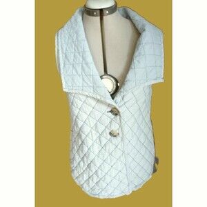Cut Loose Quilted Pale Blue Shawl Collar Fitted Vest Two Button Pockets XS - S